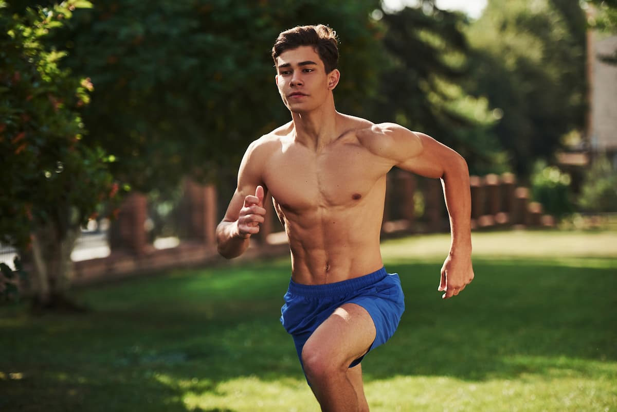 running shirtless